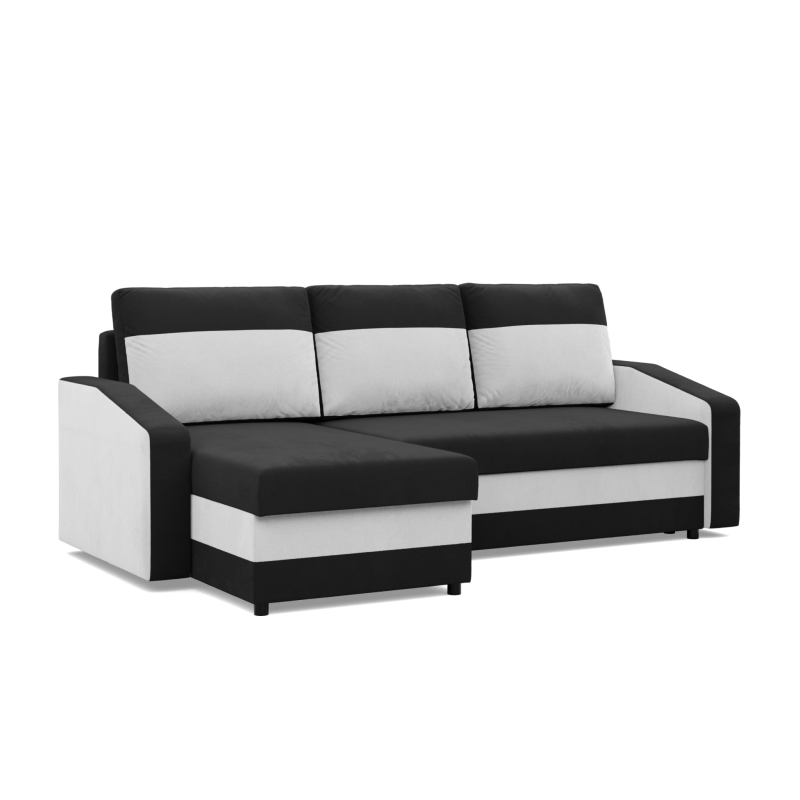 ORION Ecksofa, Füllung - Schaumstoff, Farbe - SCHWARZ + WEISS