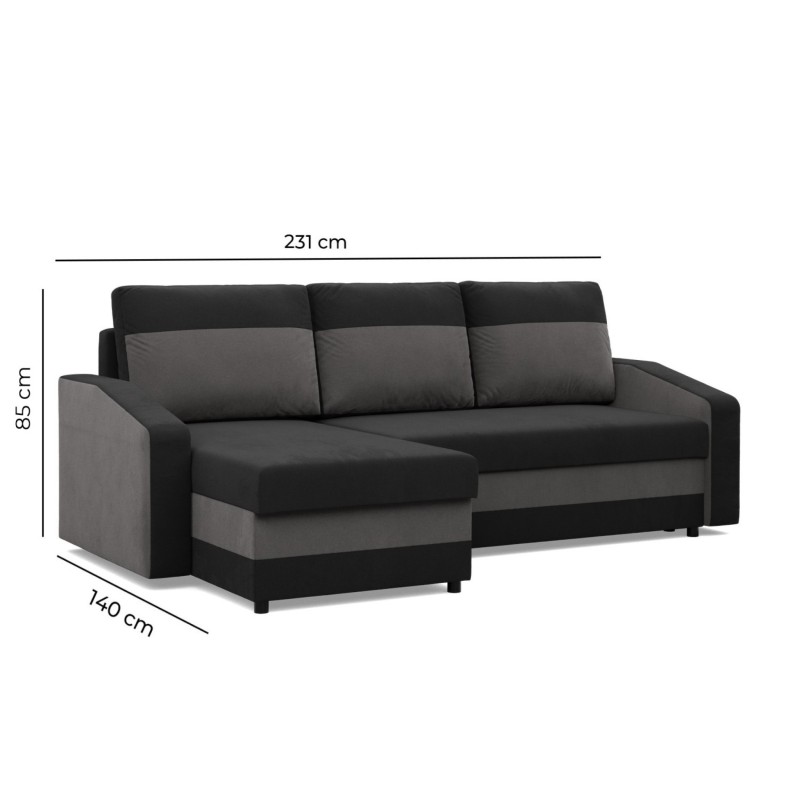 Ecksofa ORION, Füllung - Schaumstoff, Farbe - SCHWARZ + LIMETTE
