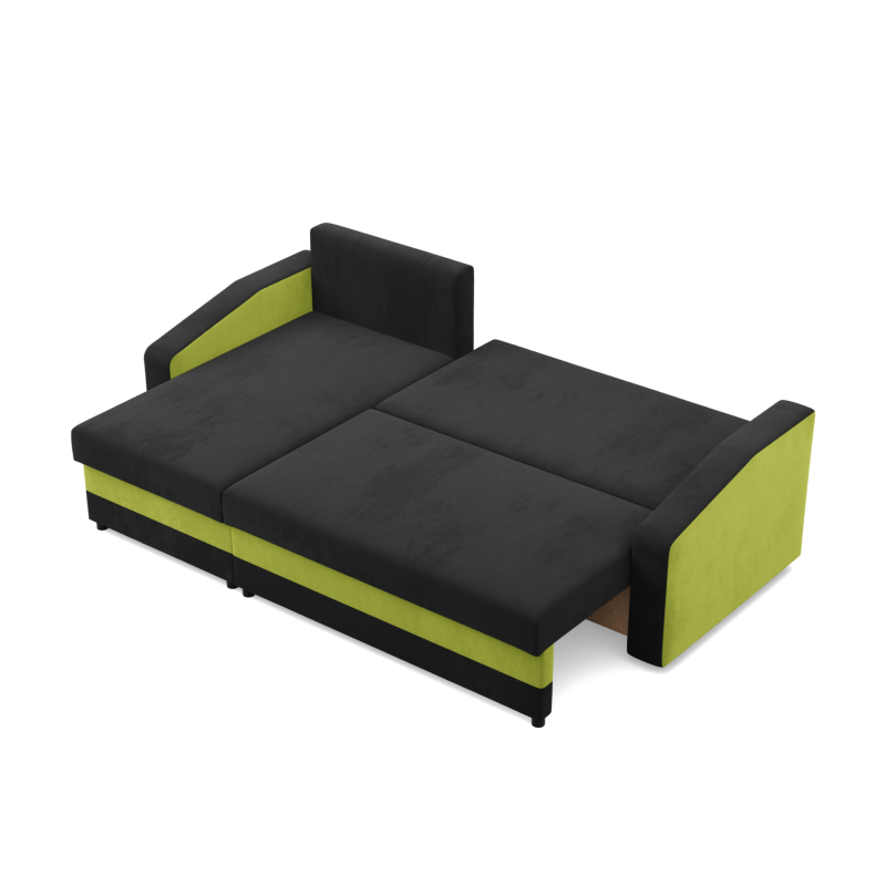 Ecksofa ORION, Füllung - Schaumstoff, Farbe - SCHWARZ + LIMETTE