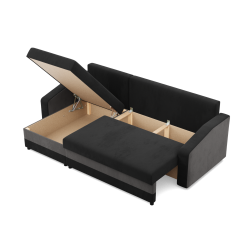 Ecksofa ORION, Füllung - Schaumstoff, Farbe - SCHWARZ + GRAU