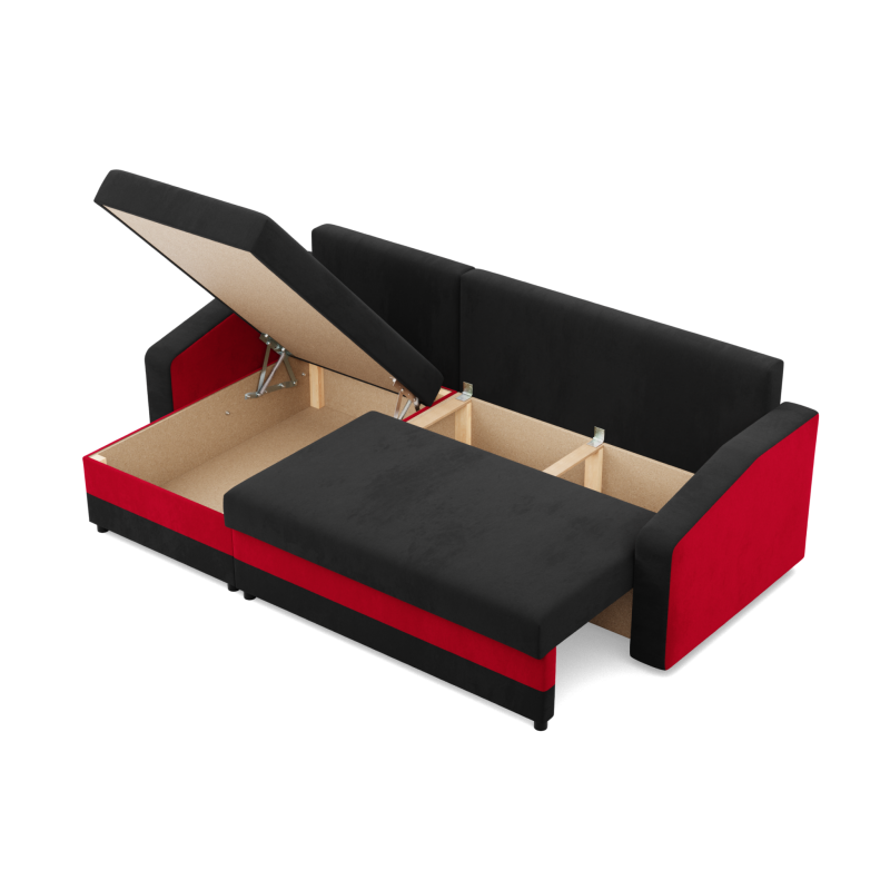 ORION Corner Sofa, Filling - Foam, Color - BLACK + RED