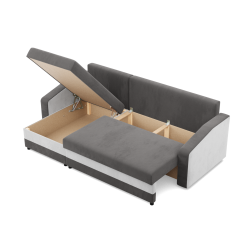 Ecksofa ORION, Füllung - Federkern, Farbe - GRAU + WEISS