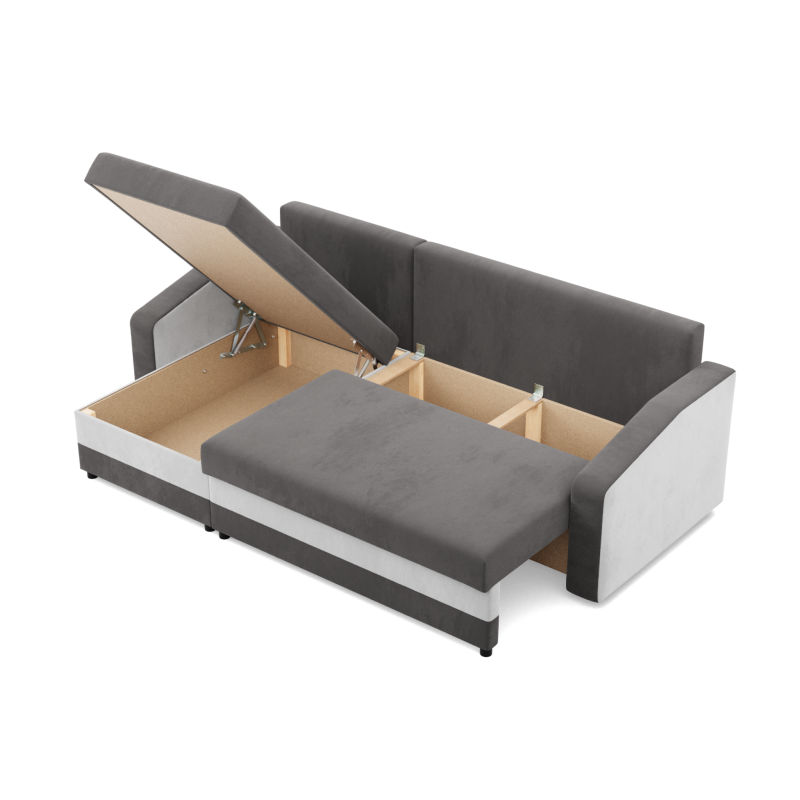 Ecksofa ORION, Füllung - Federkern, Farbe - GRAU + WEISS