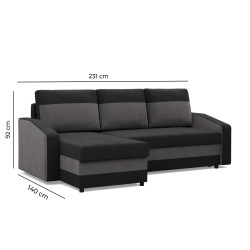 Ecksofa ORION, Polsterung - Federkern, Farbe - GRAU + SCHWARZ