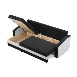 Ecksofa ORION, Füllung - Federkern, Farbe - SCHWARZ + WEISS