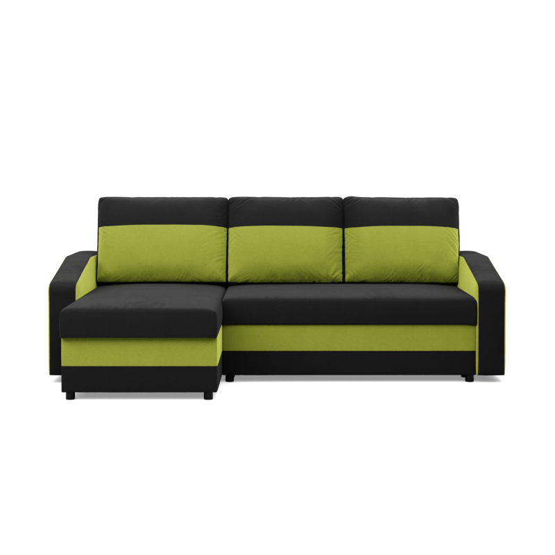 Corner Sofa ORION, Filling - Spring, Color - BLACK + LIME