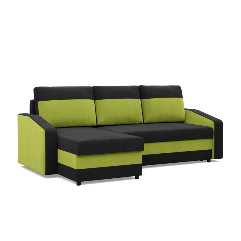 Ecksofa ORION, Füllung - Federkern, Farbe - SCHWARZ + LIMETTE