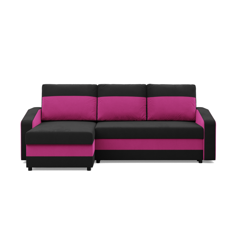 Ecksofa ORION, Polsterung - Federkern, Farbe - SCHWARZ + FUCHSIE