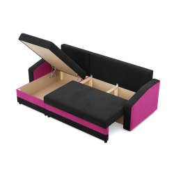 Ecksofa ORION, Polsterung - Federkern, Farbe - SCHWARZ + FUCHSIE