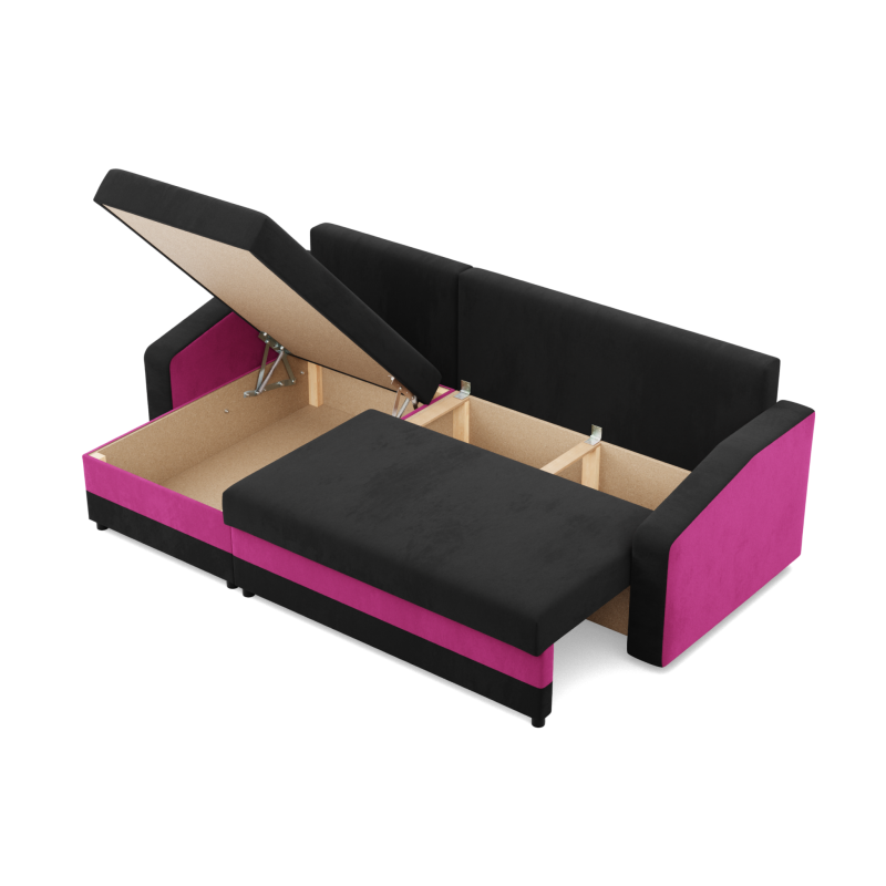 ORION Corner Sofa, Filling - Spring, Color - BLACK + FUCHSIA