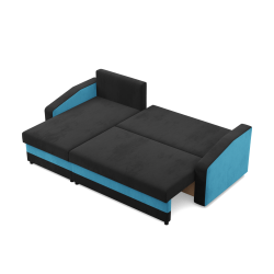 ORION Corner Sofa, Filling - Spring, Color - BLACK + TURQUOISE