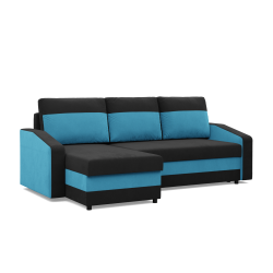 Ecksofa ORION, Polsterung - Federkern, Farbe - SCHWARZ + TÜRKIS