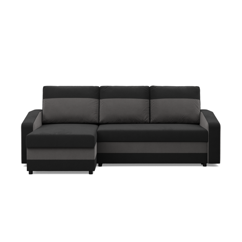 ORION Corner Sofa, Filling - Spring, Color - BLACK + GRAY