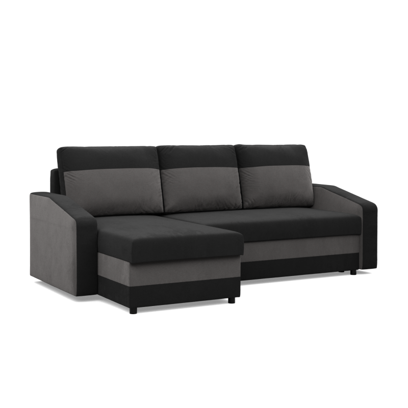 Ecksofa ORION, Füllung - Federkern, Farbe - SCHWARZ + GRAU