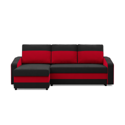 ORION Corner Sofa, Filling - Spring, Color - BLACK + RED