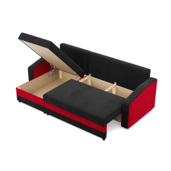 Ecksofa ORION, Füllung - Federkern, Farbe - SCHWARZ + ROT