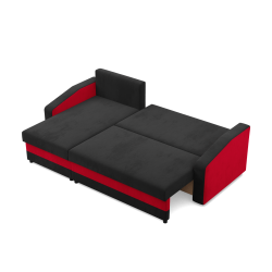 Ecksofa ORION, Füllung - Federkern, Farbe - SCHWARZ + ROT