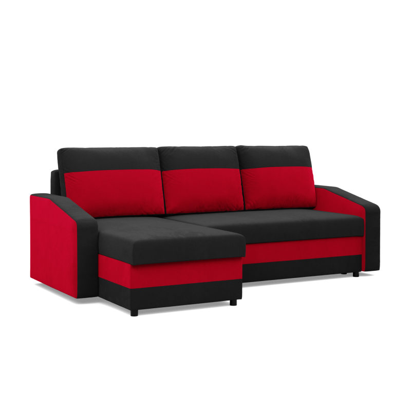 Ecksofa ORION, Füllung - Federkern, Farbe - SCHWARZ + ROT