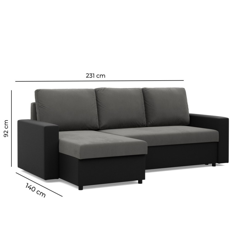 Ecksofa LUNA, Farbe - GRAU + WEISS