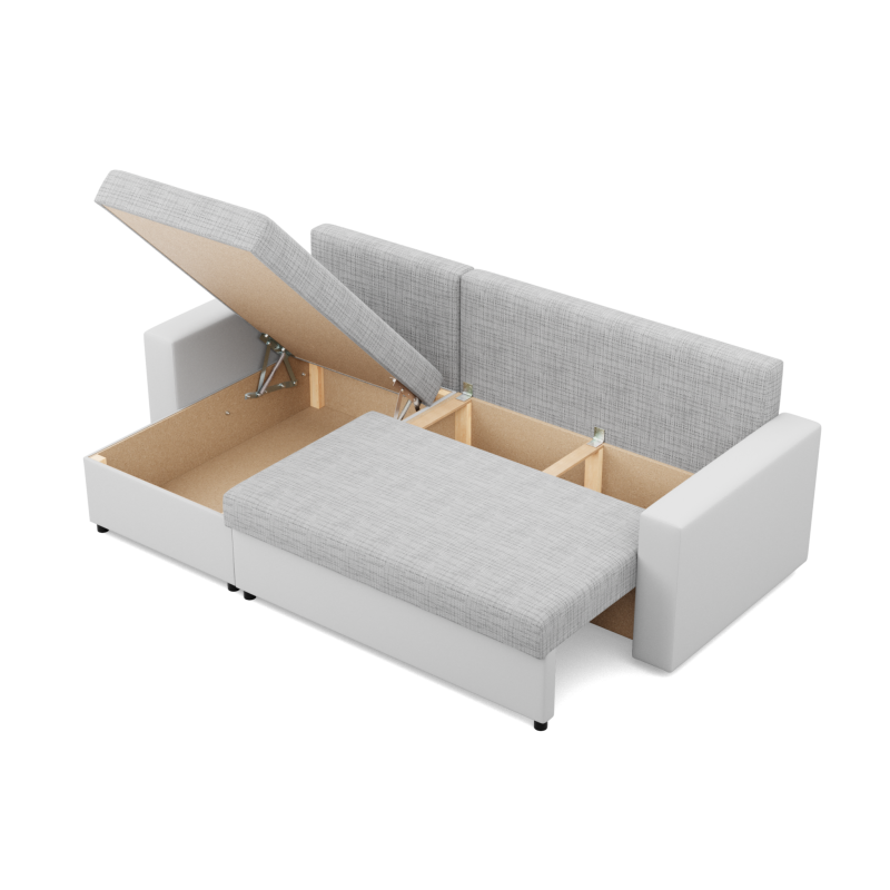 Ecksofa LUNA, Farbe - GRAU + WEISS
