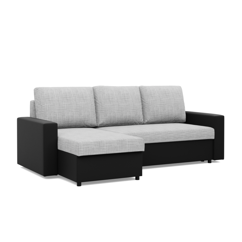 Ecksofa LUNA, Farbe - GRAU + SCHWARZ