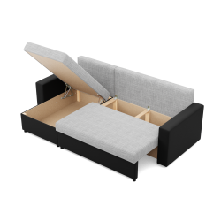 Ecksofa LUNA, Farbe - GRAU + SCHWARZ