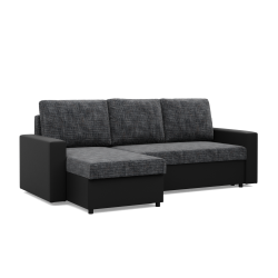 Ecksofa LUNA, Farbe - DUNKELGRAU + SCHWARZ