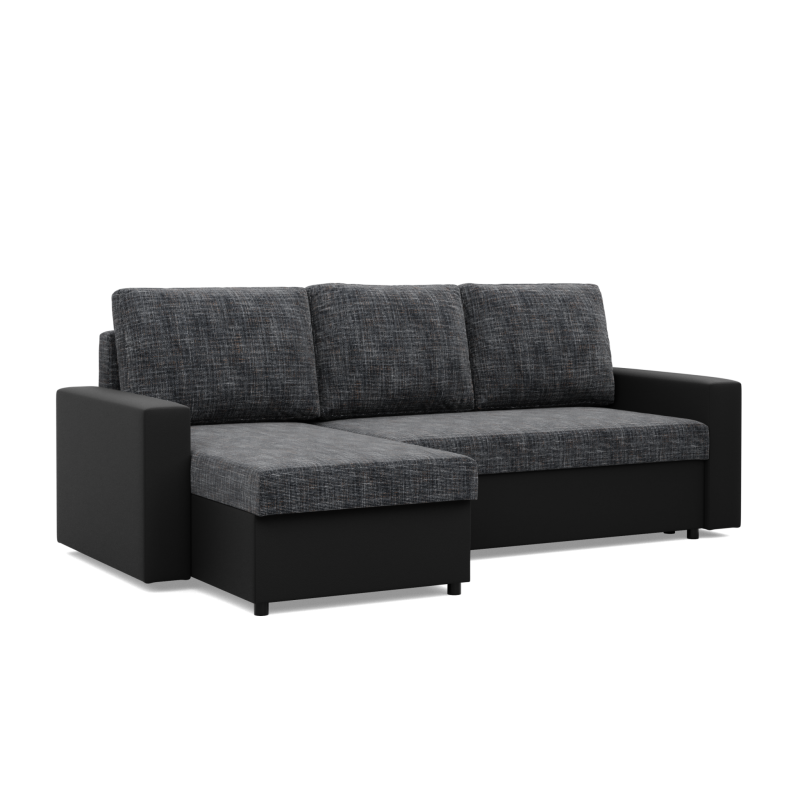 Ecksofa LUNA, Farbe - DUNKELGRAU + SCHWARZ