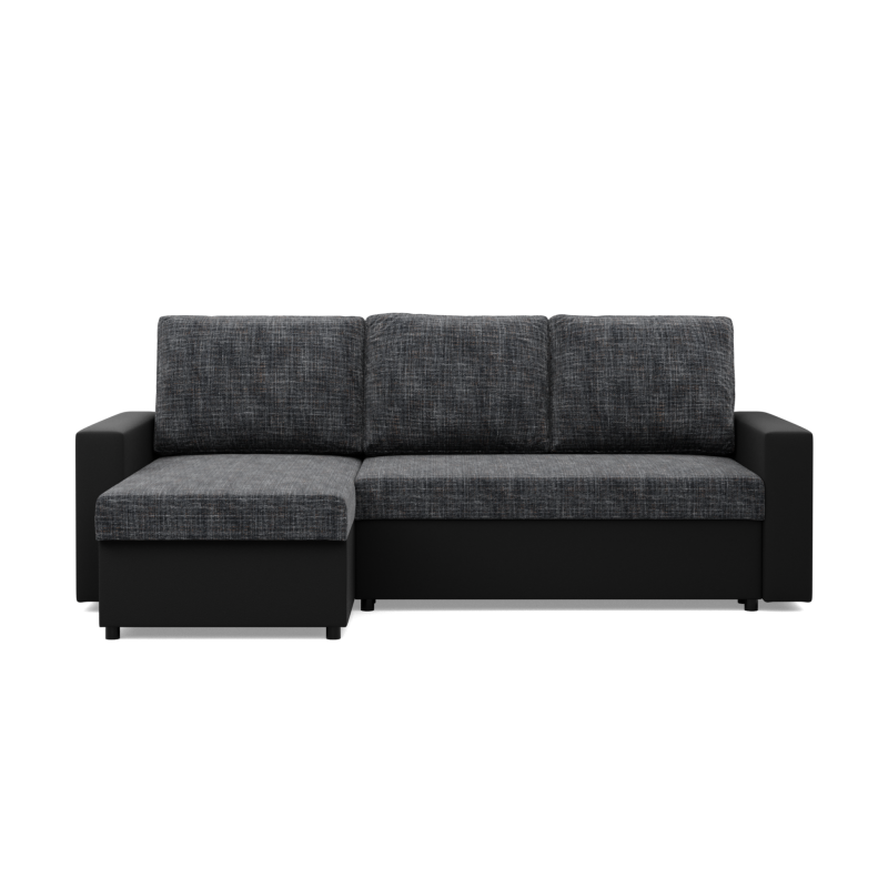 Ecksofa LUNA, Farbe - DUNKELGRAU + SCHWARZ