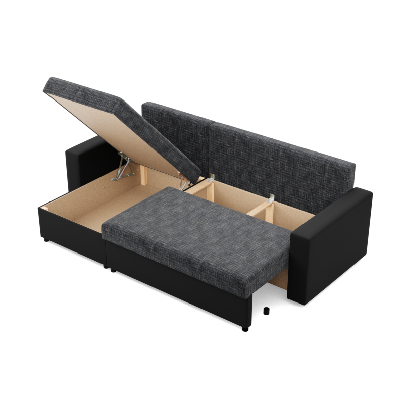 LUNA Corner Sofa, Color - DARK GRAY + BLACK