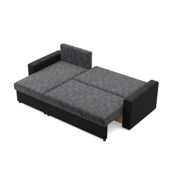 Ecksofa LUNA, Farbe - DUNKELGRAU + SCHWARZ