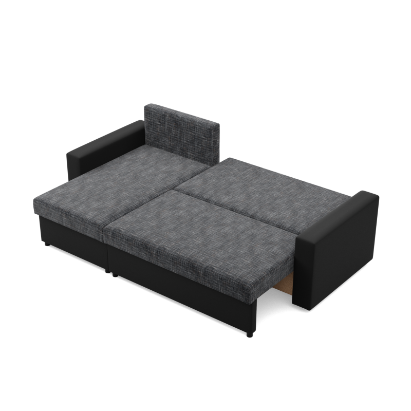 Ecksofa LUNA, Farbe - DUNKELGRAU + SCHWARZ