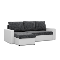 Ecksofa LUNA, Farbe - DUNKELGRAU + WEISS