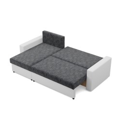 Ecksofa LUNA, Farbe - DUNKELGRAU + WEISS