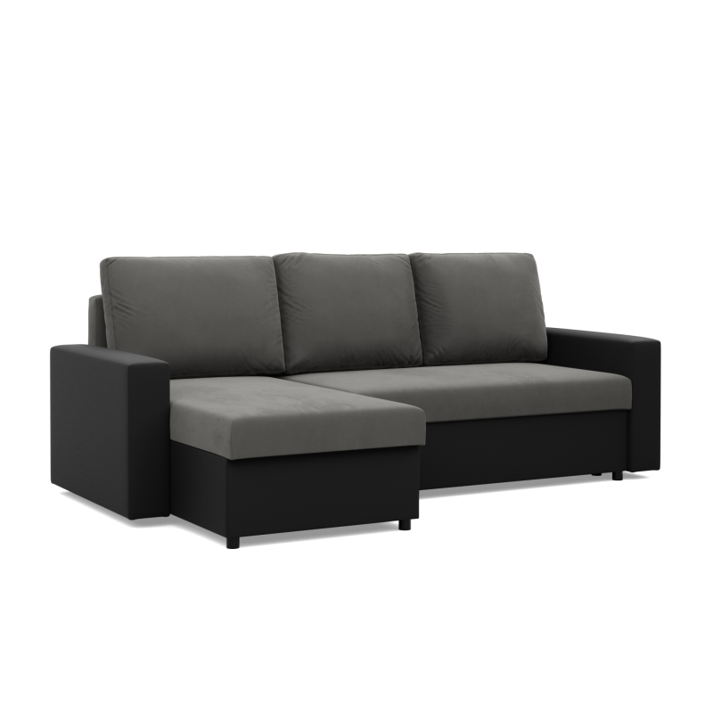 Ecksofa LUNA, Farbe - GRAU + SCHWARZ