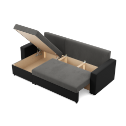 Ecksofa LUNA, Farbe - GRAU + SCHWARZ