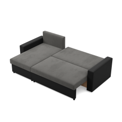 LUNA Corner Sofa, Color - ASH + BLACK
