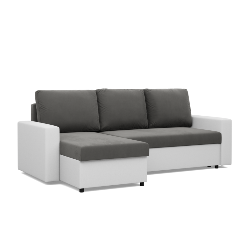 Ecksofa LUNA, Farbe - GRAU + WEISS