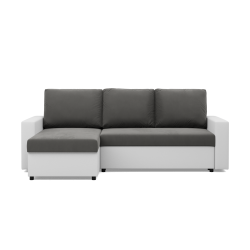 Ecksofa LUNA, Farbe - GRAU + WEISS