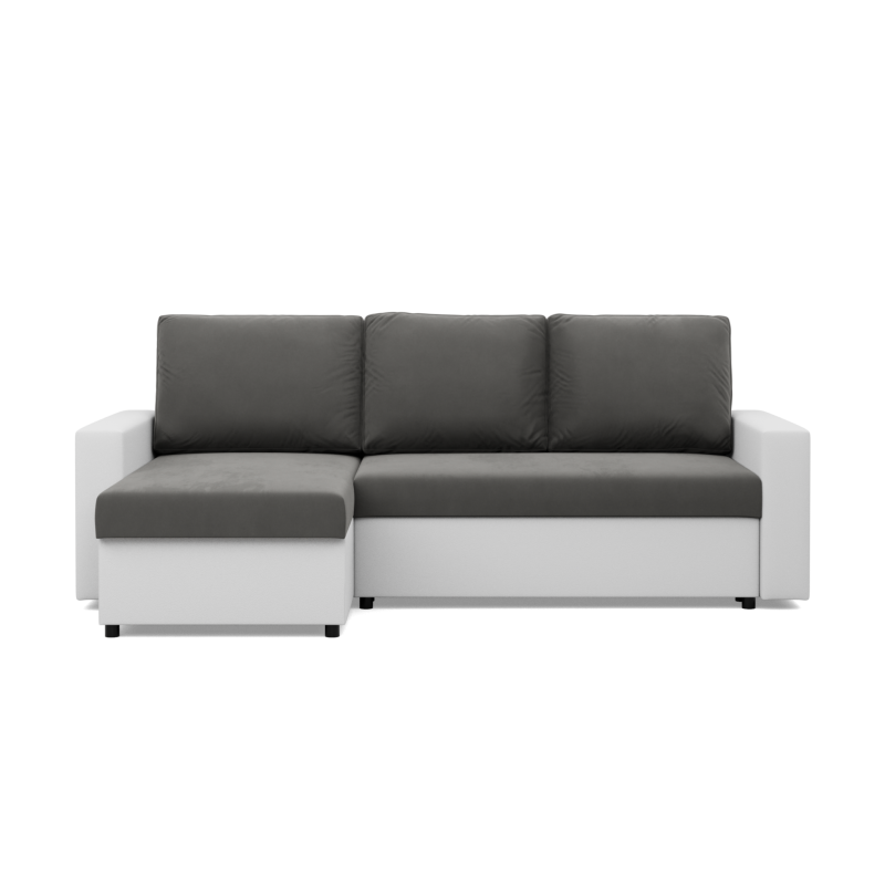 Ecksofa LUNA, Farbe - GRAU + WEISS