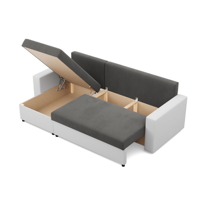Ecksofa LUNA, Farbe - GRAU + WEISS
