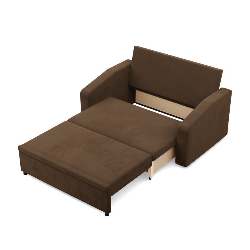 Sofa NEO Mikro , Kolor - BRĄZOWY, Rodzaj podłokietnika - Skośny