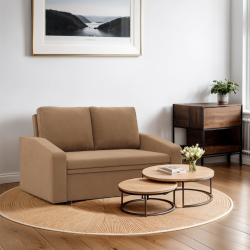 Sofa NEO Mikro, Farbe - CAPPUCCINO, Armlehnentyp - Schräg
