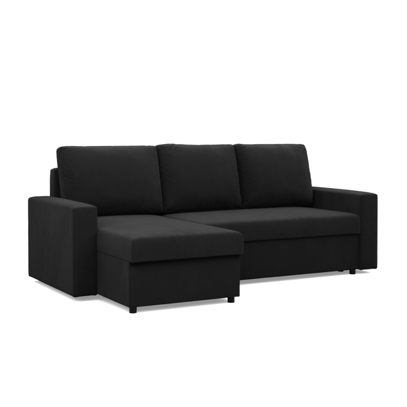 Ecksofa NEO Mikro, Füllung - Schaumstoff, Farbe - SCHWARZ, Art der Armlehne - Gerade