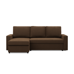 Ecksofa NEO Mikro, Füllung - Schaumstoff, Farbe - BRAUN, Art der Armlehne - Einfach