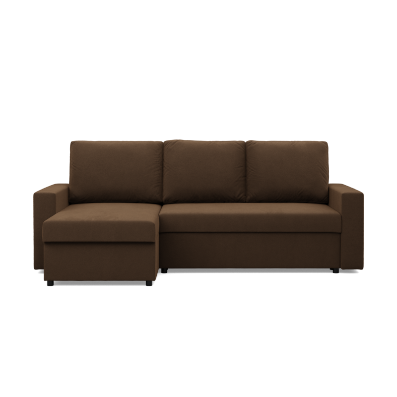 Ecksofa NEO Mikro, Füllung - Schaumstoff, Farbe - BRAUN, Art der Armlehne - Einfach