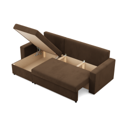 Ecksofa NEO Mikro, Füllung - Schaumstoff, Farbe - BRAUN, Art der Armlehne - Einfach