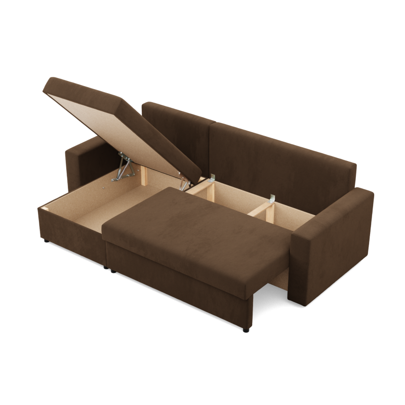 Narożnik NEO Mikro , Wypełnienie - Piankowe, Kolor - BRĄZOWY, Rodzaj podłokietnika - Prosty