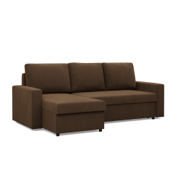 Ecksofa NEO Mikro, Füllung - Schaumstoff, Farbe - BRAUN, Art der Armlehne - Einfach