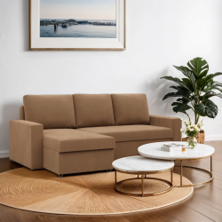 NEO Mikro Ecksofa, Füllung - Schaumstoff, Farbe - CAPPUCCINO, Armlehnentyp - Einfach